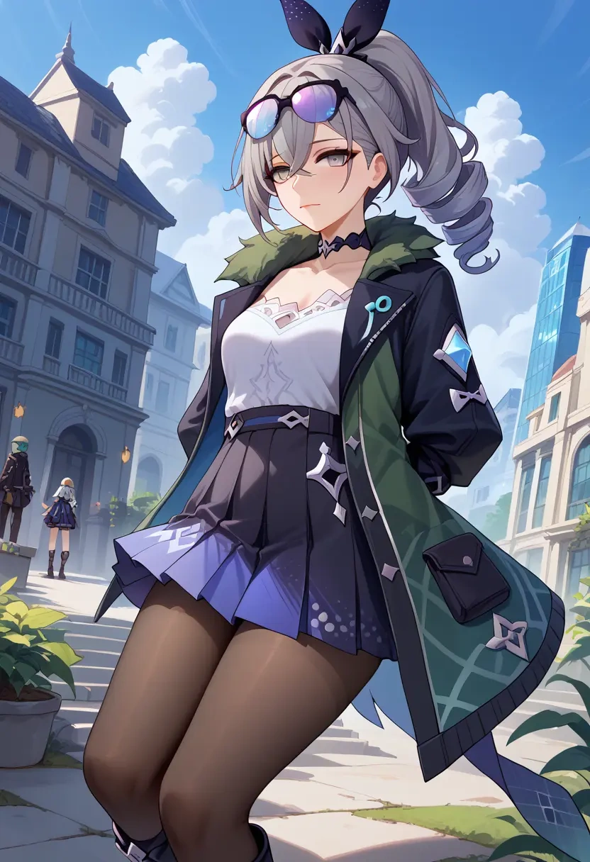 star rail,silver wolf,winter,student uniform,duffle coat  - 